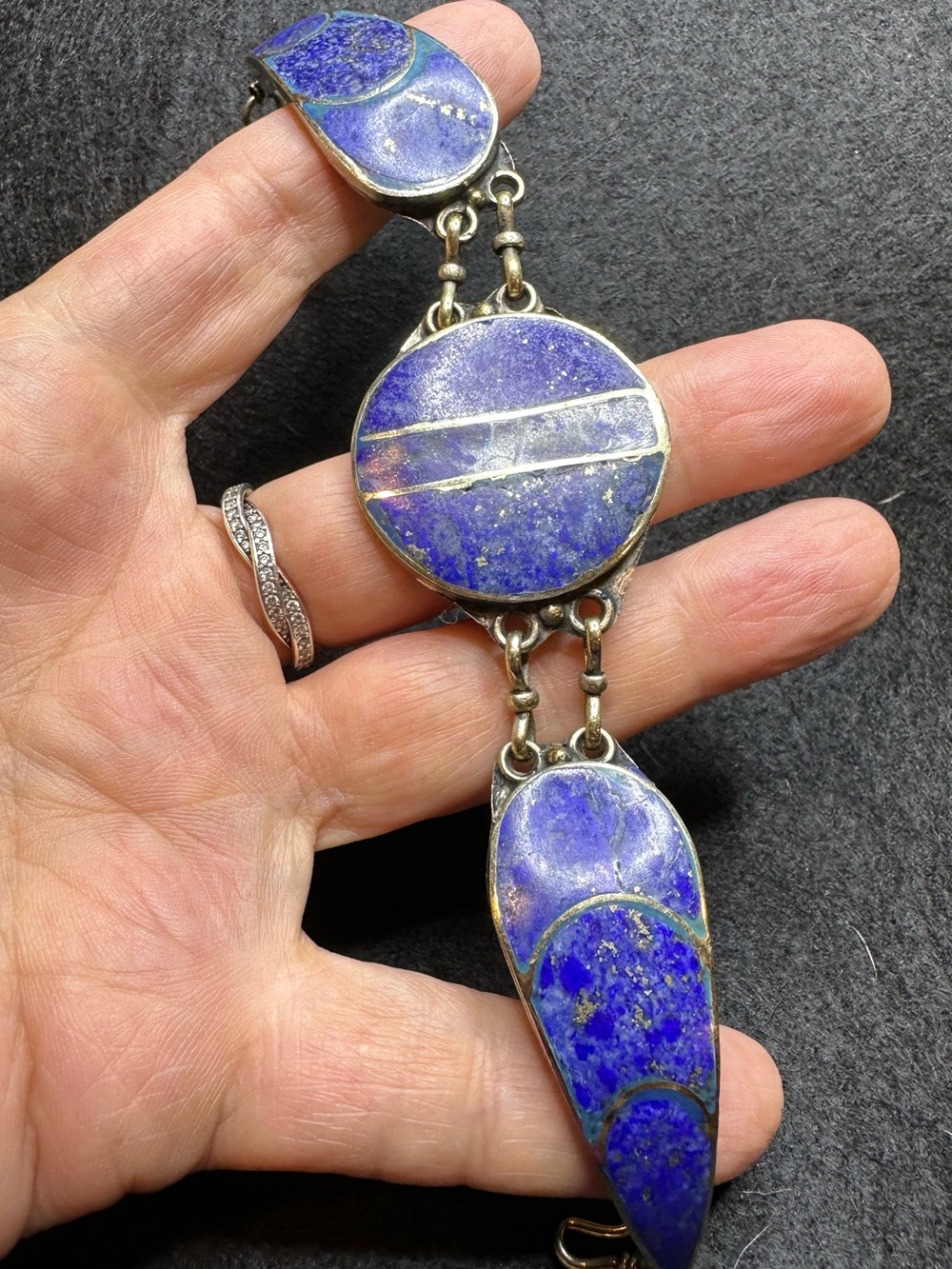 Ethnic Inlaid Lapis Stone Link Bracelet